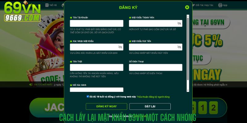 cách lấy lại mật khẩu 69vn một cách nhanh chóng